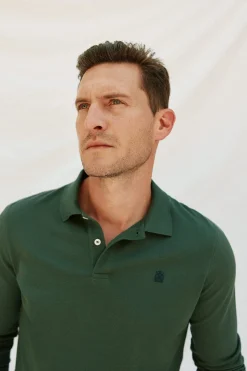 Cortefiel Polo básico manga larga Verde oscuro New