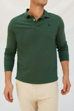 Cortefiel Polo básico manga larga Verde oscuro New