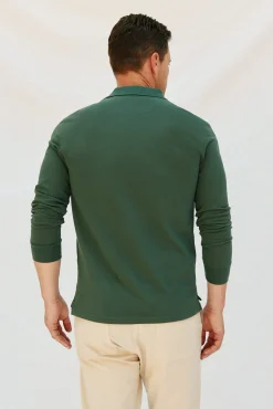 Cortefiel Polo básico manga larga Verde oscuro New