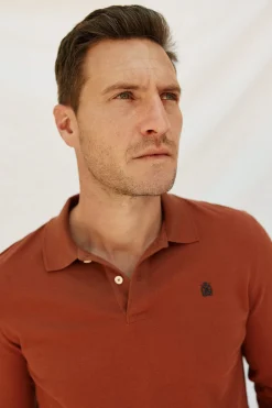 Cortefiel Polo básico manga larga Rojo Best