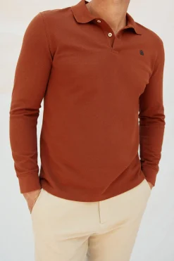 Cortefiel Polo básico manga larga Rojo Best