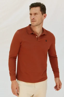 Cortefiel Polo básico manga larga Rojo Best