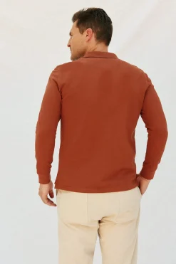 Cortefiel Polo básico manga larga Rojo Best