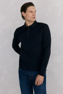 Pedro del Hierro Polo básico manga larga Negro Sale
