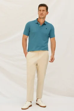 Cortefiel Polo básico piqué Azul Best