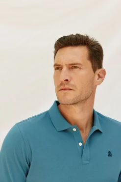 Cortefiel Polo básico piqué Azul Best