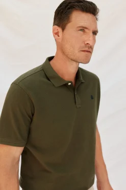 Cortefiel Polo básico piqué Kaki Hot