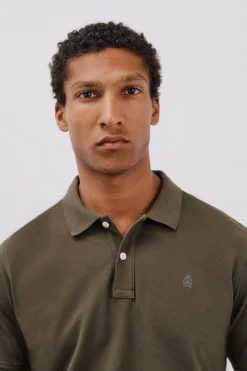 Cortefiel Polo básico slim Kaki Clearance