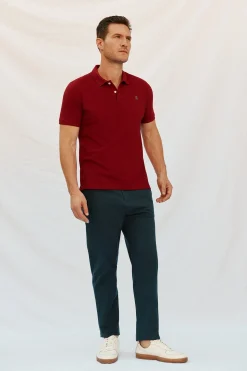 Cortefiel Polo básico slim Granate Best