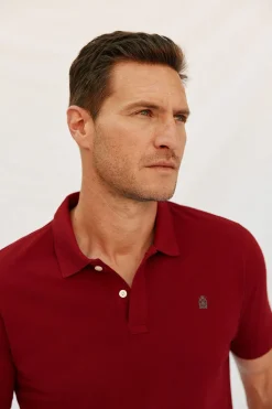 Cortefiel Polo básico slim Granate Best