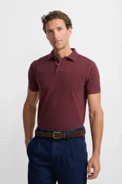 Silbon Polo clásico liso Granate Discount