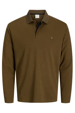 Jack & Jones Polo clásico manga larga Marr&oacute;n oscuro Sale