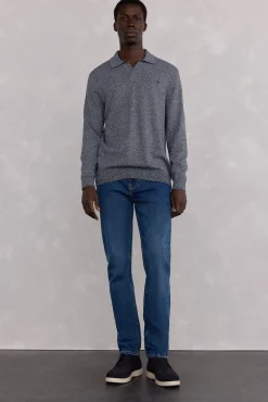 Pedro del Hierro Polo collar torzal liso Azul Discount