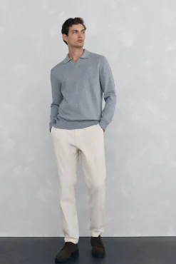 Pedro del Hierro Polo collar torzal liso Gris Hot