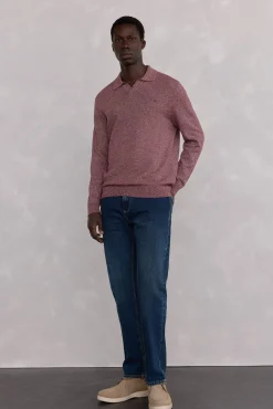 Pedro del Hierro Polo collar torzal liso Burdeos Outlet