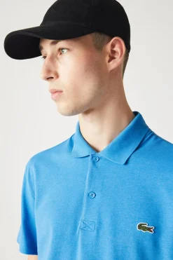 Lacoste Polo con bordado de cocodrilo pespunteado Azul Outlet