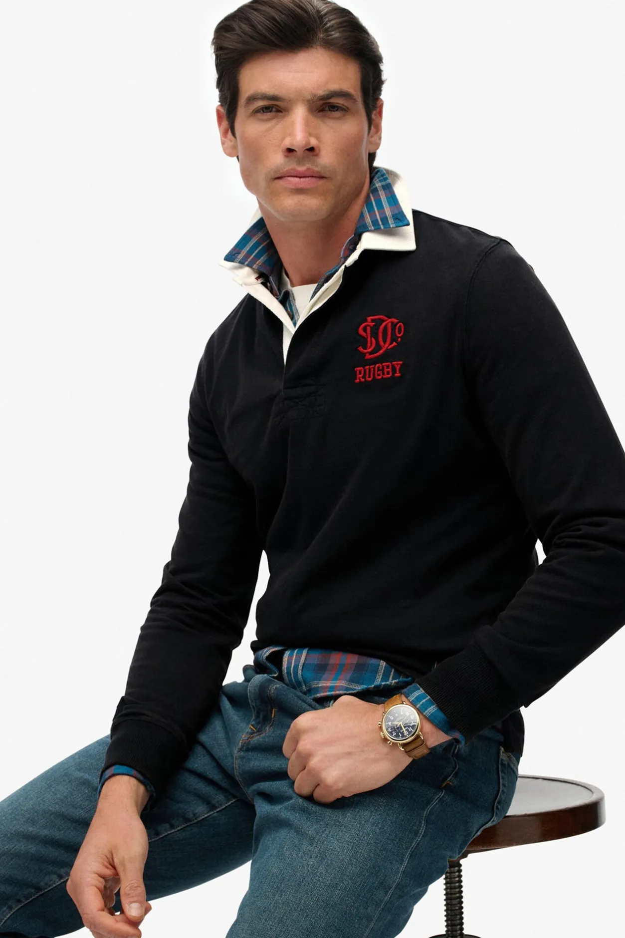 Superdry Polo cuello tipo rugby azul Hot