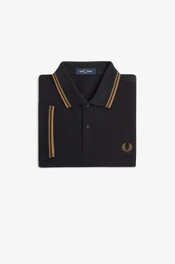 Fred Perry Polo de hombre de piqué de manga corta Negro Outlet