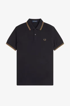 Fred Perry Polo de hombre de piqué de manga corta Negro Outlet