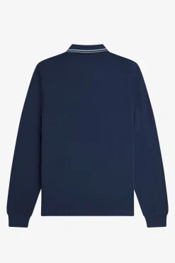 Fred Perry Polo de hombre de piqué de manga larga Azul marino Outlet