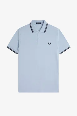 Fred Perry Polo de hombre de piqué de manga corta Azul Discount