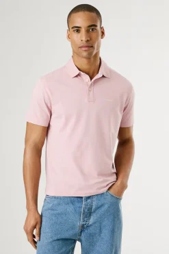 Pepe Jeans Polo de manga corto con triple botón y logo en el pecho rosa New