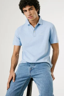 Pepe Jeans Polo de manga corto con triple botón y logo en el pecho azul