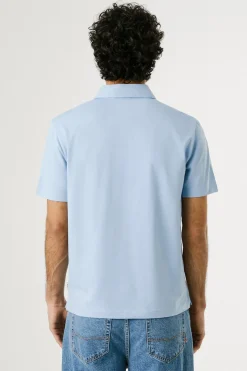 Pepe Jeans Polo de manga corto con triple botón y logo en el pecho azul