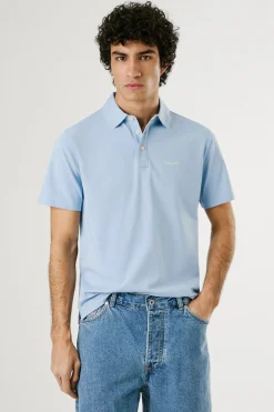Pepe Jeans Polo de manga corto con triple botón y logo en el pecho azul