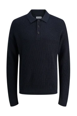 Jack & Jones Polo de punto con cuello abotonado azul Discount