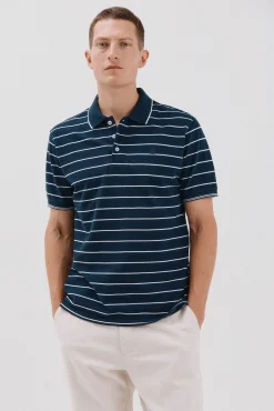 Cortefiel Polo de rayas Azul marino Outlet
