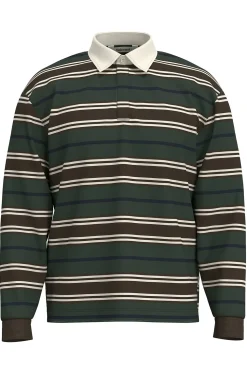 Selected Polo estilo rugby 100% algodón orgánico. Verde oscuro Best