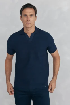 Pedro del Hierro Polo estructura jacquard Azul Discount