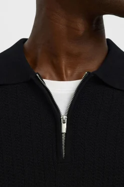 Selected Polo estructura media cremallera Negro Online
