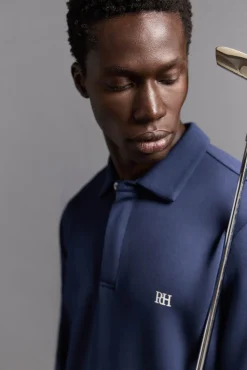 Pedro del Hierro Polo liso manga larga golf Azul Online