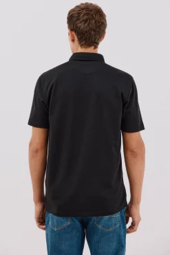 Cortefiel Polo liso piqué Negro Discount