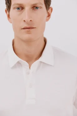 Cortefiel Polo liso piqué Blanco Sale