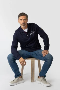 Privata Polo manga larga Azul marino Sale