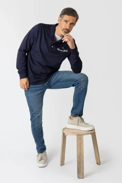 Privata Polo manga larga Azul marino Sale