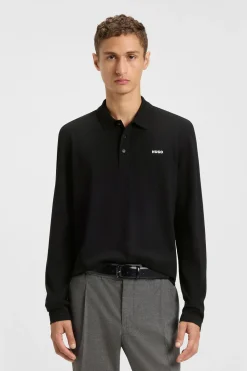 HUGO Polo manga larga Negro Hot