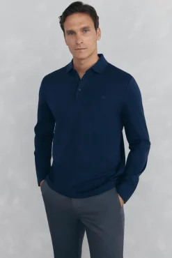 Pedro del Hierro Polo mercerizado manga larga Azul Hot