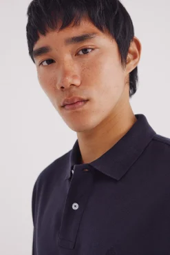 Springfield Polo piqué basico manga larga regular fit azul