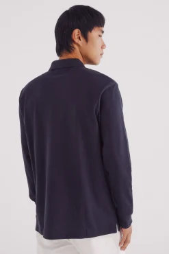 Springfield Polo piqué basico manga larga regular fit azul