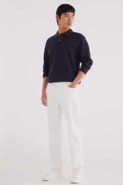 Springfield Polo piqué basico manga larga regular fit azul