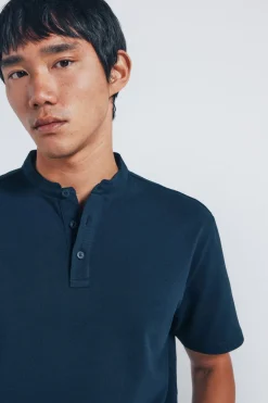 Springfield Polo piqué cuello mao regular fit azul Online
