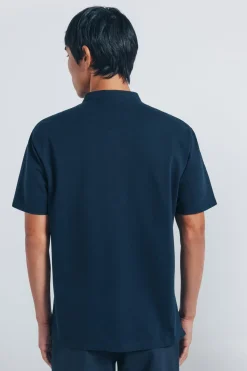 Springfield Polo piqué cuello mao regular fit azul Online