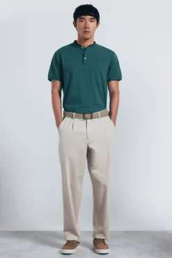 Springfield Polo piqué cuello mao slim fit verde Sale