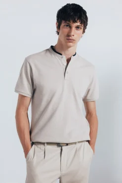 Springfield Polo piqué cuello mao slim fit nude Best