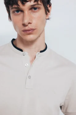 Springfield Polo piqué cuello mao slim fit nude Best