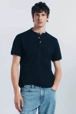 Springfield Polo piqué cuello mao slim fit azul
